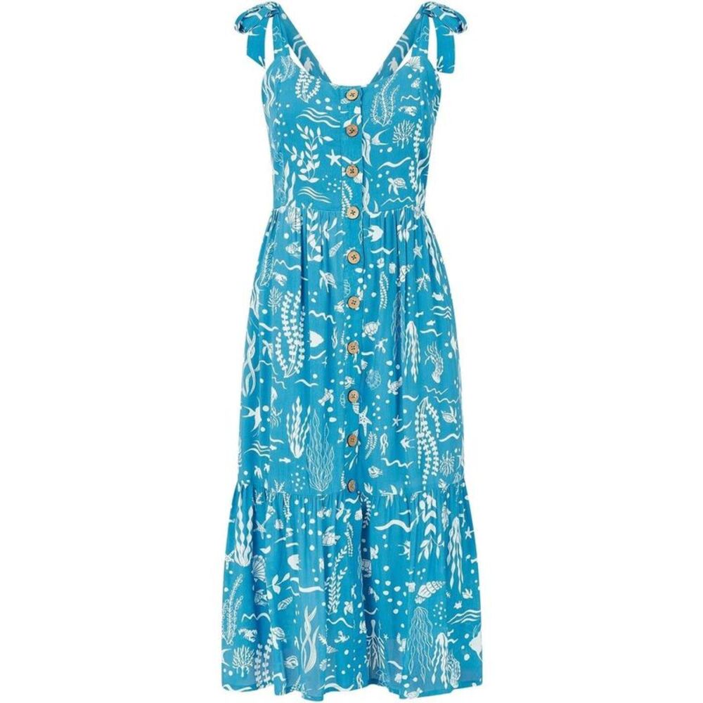 Yumi Womens/Ladies Sealife Scoop Neck Sleeveless Slip Dress / Blue